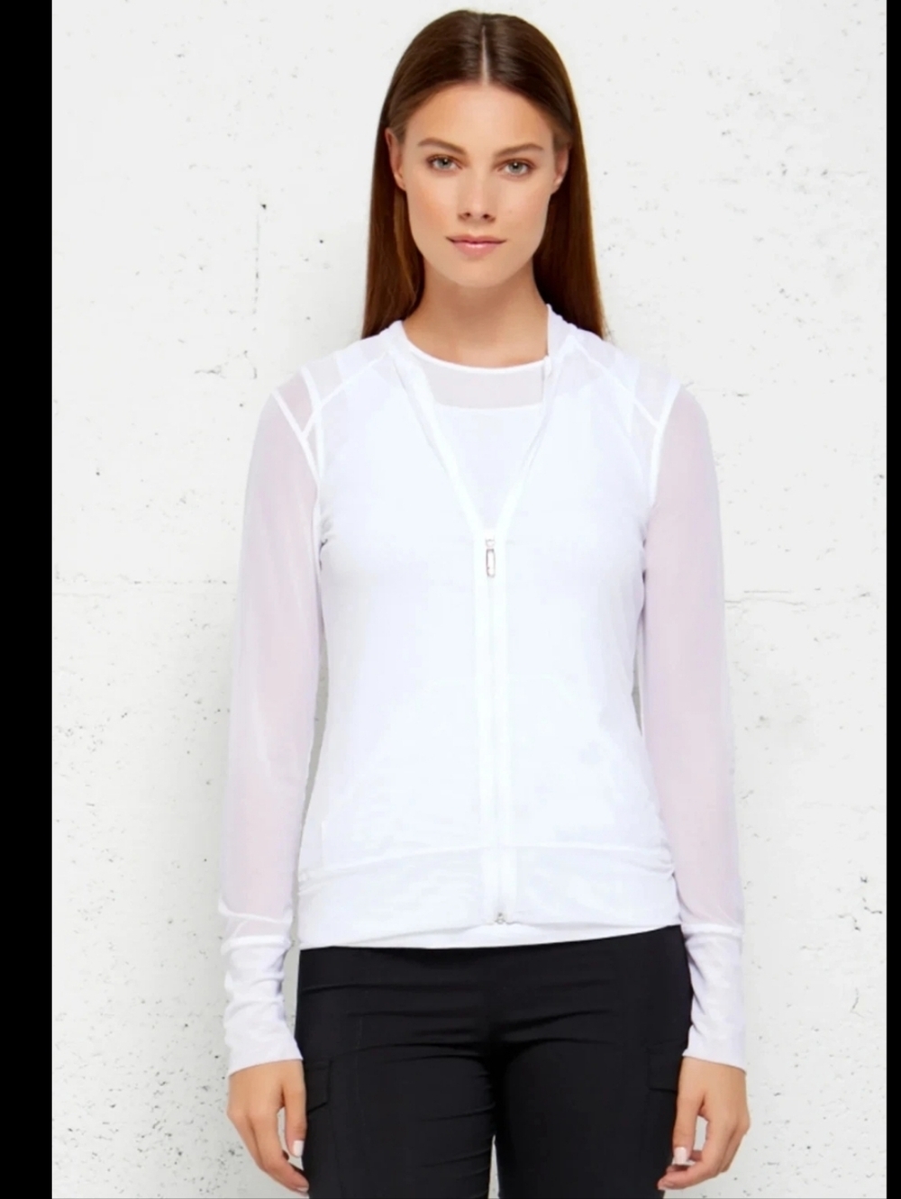 Anatomie Bailey White Mesh Zip Up Travel Jacket  Size Large